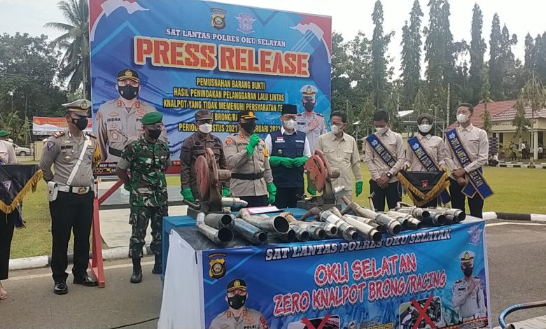 Polres OKU Selatan Gelar Pemusnahan Knalpot Racing