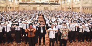 Gubernur Sumsel Herman Deru saat menyampaikan arahan  saat meresmikan CASN dan P3K di lingkungan Pemprov Sumsel yang dilaksanakan di The Sultan Convention Center, pada Hari Rabu 25 Mei 2022 pagi.(Foto: Humas Pemprov Sumsel)