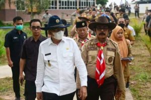 Wakil Gubernur Provinsi Sumsel H. Mawardi Yahya dalam rapat lanjutan persiapan Pertikaranas tahun 2022 di Provinsi Sumsel, bertempat di Bumi Perkemahan Gandus Kwarda Sumsel, Senin (6/6) siang.