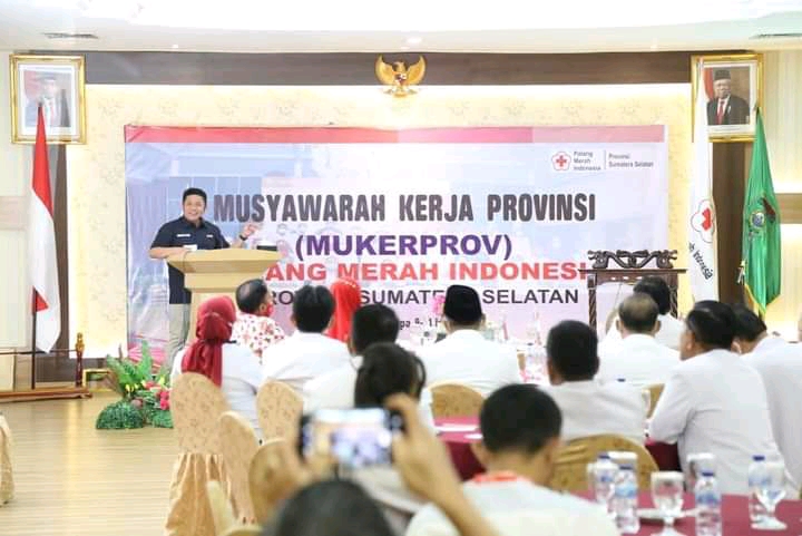 Gubernur Sumsel H Herman Deru membuka Musyawarah Kerja Provinsi (Mukerprov) PMI  Sumsel Tahun 2022 bertempat di ruang Serelo Hotel Swarna Dwipa Palembang, Kamis (9/6) malam.