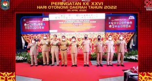 Sekretaris Daerah (Sekda) Provinsi Sumatera Selatan (Sumsel), Ir. SA. Supriono menghadiri peringatan ke-XXVI Hari Otonomi Daerah (OTDA) Tahun 2022 secara virtual
