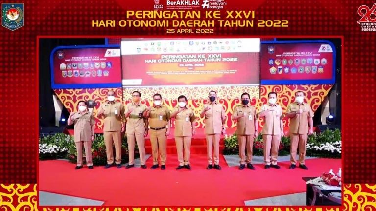 Sekretaris Daerah (Sekda) Provinsi Sumatera Selatan (Sumsel), Ir. SA. Supriono menghadiri peringatan ke-XXVI Hari Otonomi Daerah (OTDA) Tahun 2022 secara virtual