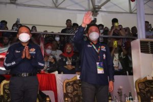Gubernur Sumsel H Herman Deru Bersama Menteri Pemuda dan Olahraga (Menpora) RI Zainuddin Amali.(Foto: Humas Pemprov Sumsel)