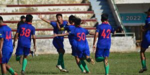 Pemain PS Palembang melakukan selebrasi usai menciptakan gol di Piala Dispora Palembang tahun 2022. (foto : Media Officer PS. Palembang)