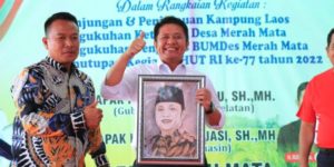 Herman Deru, resmi menutup puncak Peringatan Hari Ulang Tahun ke 77 Republik Indonesia di Desa Merah Mata, Kecamatan Banyuasin 1, Kabupaten Banyuasin