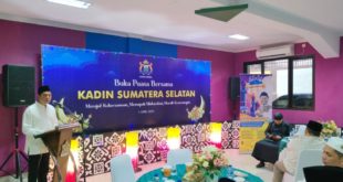Ketua KADIN Sumsel, Affandi Udji, saat sambutan di acara Buka Bersama Pengurus KADIN Sumsel di Royal Islamic School Jalan Merdeka Palembang, hari Jumat tanggal 7 April 2023.