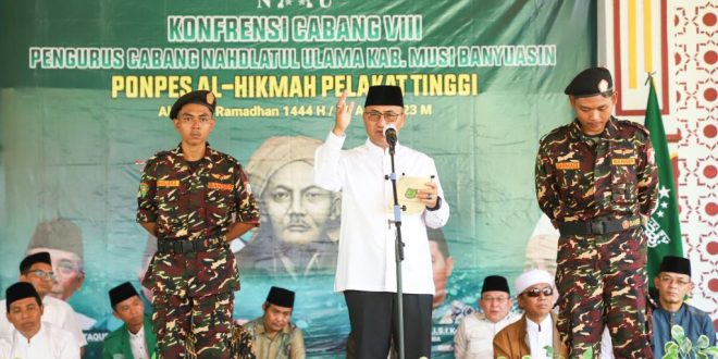 Pj. Bupati Kabupaten Musi Banyuasin, H. Apriyadi Mahmud, mengjadiri Pelaksanaan Konfercab PCNU Muba ke VIII di Pondok Pesantren Al Hikmah, di Desa Cinta Karya, Kecamatan Plakat Tinggi, hari Minggu tanggal 9 April 2023. (foto : Humas Pemkab Muba)