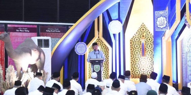 Gubernur Sumsel, Herman Deru, memberikan sambutan saat pembukaan Pengajian Ramadhan 1444 Hijriah di Griya Agung, Palembang, hari Rabu tanggal 22 Maret 2023. (foto : Humas Pemprov Sumsel)