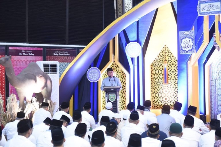 Gubernur Sumsel, Herman Deru, memberikan sambutan saat pembukaan Pengajian Ramadhan 1444 Hijriah di Griya Agung, Palembang, hari Rabu tanggal 22 Maret 2023. (foto : Humas Pemprov Sumsel)