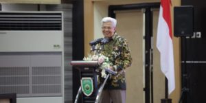 Wakil Gubernur Provinsi Sumatera Selatan, Mawardi Yahya, saat memberikan sambutan pada pengukuhan pengurus FORWIDA Sumsel periode 2023-2027 yang dipusatkan di Audotorium Bina Praja Pemprov Sumsel, hari Jumat tanggal 5 Mei 2023.