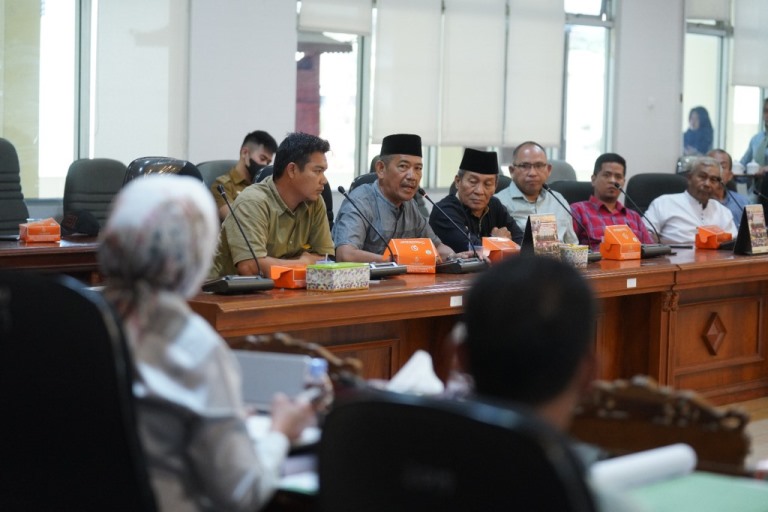 Perwakilan Warga Griya Sumsel Sejahtera menyampaikan apa yang dirasakan terkait Tapal Batas Kota Palembang dengan Kabupaten Banyuasin kepada DPRD Sumsel pada Rapat Dengar Pendapat hari Kamis tanggal 08 Juni 2023 di Ruang Banggar DPRD Sumsel. (foto : Humas DPRD Sumsel)