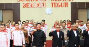 Gubernur Provinsi Sumatera Selatan, Herman Deru, menghadiri Pengukuhan dan Pelantikan Pengurus Provinsi Persatuan Gateball Seluruh Indonesia (Pergatsi) Sumsel masa bakti 2021-2025, di Auditorium Bina Praja Pemprov Sumsel, hari Sabtu tanggal 15 April 2023. (foto : Humas Pemprov Sumsel)
