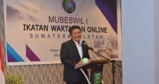 Gubernur Provinsi Sumatera Selatan (Sumsel), Herman Deru, membuka secara langsung Musyawarah Bersama Wilayah (Mubeswil) I Ikatan Wartawan Online (IWO) Sumsel di Hotel Luminor Palembang, pada hari Minggu tanggal 28 Mei 2023.