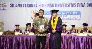 Gubernur Provinsi Sumatera Selatan (Sumsel), Herman Deru, menyaksikan pengukuhan Prof. Dr. Ir. H. Achmad Syarifudin, M.Sc., Sebagai Guru Besar Universitas Bina Darma (UBD) Bidang Ilmu Teknik Sipil dan lingkungan, bertempat di Ballroom Grand Atyasa Kota Palembang, pada hari Kamis tanggal 25 Mei 2023.