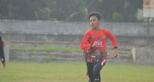 Pemain depan di Sekolah Sepak Bola (SSB) Palembang Soccer Skills (PSS), Abqory Sheva Alfiano. (foto : bekisarmedia.id/aprizal)
