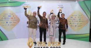 PT. Bukit Asam Tbk meraih 4 penghargaan sekaligus dalam ajang TJSL & CSR Award 2023 pada hari Kamis tanggal 10 Agustus 2023 yang bertema Program TJSL dan CSR BUMN melalui 4 Pilar Pembangunan yang menciptakan nilai tambah bagi perusahaan dan UMK yang berkelanjutan. (foto : Humas PT. Bukit Asam Tbk)