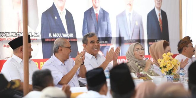 Sekretaris Jenderal (Sekjen) Partai Gerakan Indonesia Raya (Gerindra), Ahmad Muzani, menghadiri konsolidasi ribuan kader se Kabupaten Cilacap dan Banyumas, Provinsi Jawa Tengah, pada hari Rabu tanggal 30 Agustus 2023. (foto : SMSI)
