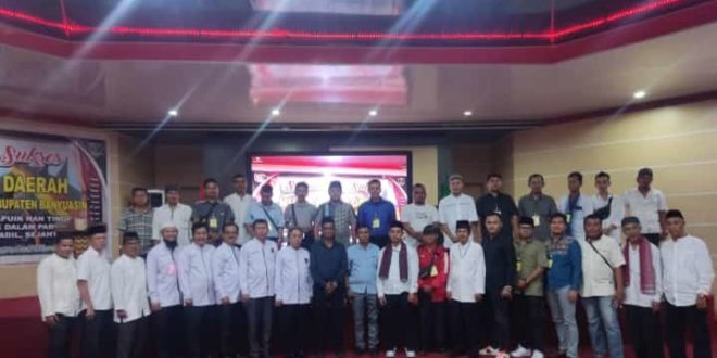 Foto bersama peserta Musyawarah Daerah (Musda) Ikatan Keluarga Minang (IKM) Kabupaten Banyuasin yang digelar pada 2 September 2023 di Ruang Auditorium Pemerintah Kabupaten Banyuasin. (foto : SMSI Sumsel)