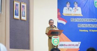 Sekretaris Daerah (Sekda) Sumsel, Supriono, membuka Pelatihan Kepemimpinan Administrator (PKA) Angkatan III Provinsi Sumsel tahun 2023 di Aula BPSDMD Provinsi Sumsel, pada hari Senin tanggal 18 September 2023.