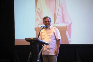 Sekretaris Jenderal (Sekjen) Partai Gerakan Indonesia Raya (Gerindra), Ahmad Muzani, menghadiri konsolidasi akbar kader Gerindra Banyuwangi, Situbondo, dan Bondowoso, pada hari Kamis malam  tanggal 5 Oktober 2023 di Banyuwangi, Jawa Timur.