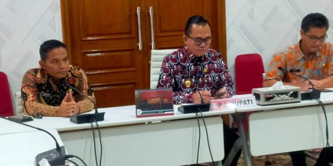 Pj. Bupati Kabupaten Banyuasin, Hani S. Rustam, saat menyampaikan usulan pegawai kepada Kementerian Pendayagunaan Aparatur Negara dan Reformasi Birokrasi Republik Indonesia. (foto : Humas Pemkab Banyuasin)