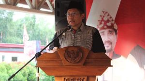 Anas Urbaningrum, Ketua Umum Pimpinan Nasional Partai Kebangkitan Nusantara, saat menghadiri acara Safari Ramadhan dan Sarasehan di Sekretariat Pimpinan Daerah PKN Provinsi Sumatera Selatan, di Jalan Soekarno-Hatta, Kelurahan Talang Kelapa, Kecamatan Alang-alang Lebar, Palembang, Minggu, 24 Maret 2024. (bekisarmedia.id/angga putra)