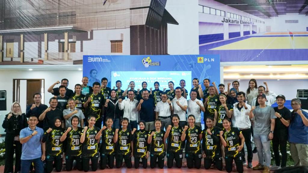 Skuad Jakarta Elektrik PLN yang akan mengikuti Kompetisi Bola Voli Indonesia, Proliga Tahun 2024. (Tri Ricki Yakub)