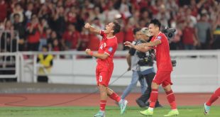 Selebrasi penyerang timnas Indonesia, Egy Maulana Vikri, saat berhasil mencetak gol ke gawang Vietnam, pada laga Indonesia vs Vietnam dalam laga Kualifikasi Piala Dunia 2026 Zona Asia, Kamis (21/3/2024) di Stadion Gelora Bung Karno, Jakarta. (kompas.com/antonius aditya mahendra)