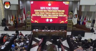 Suasana Rapat Pleno Rekapitulasi Perolehan Suara Calon Anggota Dewan Perwakilan Rakyat Republik Indonesia pada Pemilihan Umum Tahun 2024, hari Senin tanggal 11 Maret 2024, di Aula KPU Sumsel. (Hairudin Sikumbang)