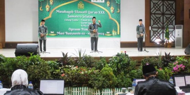 Suasana Cabang Lomba Karya Tulis Ilmiah Al-Qur'an (KTIQ), Lomba Fahmil Quran (Cerdas-Cermat), dan Lomba Kaligrafi, Musabaqah Tilawatil Quran (MTQ) ke XXX tingkat Provinsi Sumatera Selatan (Sumsel) di kabupaten Musi Banyuasin. (bekisarmedia.id/eka sahputra)