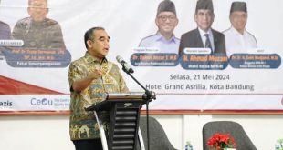 Wakil Ketua Majelis Permusyawaratan Rakyat (MPR) Republik Indonesia, Ahmad Muzani, menjadi key note speaker dalam seminar kebangkitan nasional bertema Peran dan Kontribusi Umat Islam dalam Program Transformasi Bangsa Indonesia Presiden Terpilih Prabowo Subianto di Bandung, hari Selasa tanggal 21 Mei 2024. (bekisarmedia.id/tri ricki)
