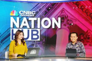 Pj. Gubernur Provinsi Sumatera Selatan, Agus Fatoni, saat menghadiri program siaran langsung ‘Nation Hub’ bertema ‘Jurus Kepala Daerah Tingkatkan Pendapatan Asli Daerah' stasiun TV CNBC di Kantor CNBC, Transmedia, Tendean, Jakarta Selatan, hari Kamis tanggal 6 Juni 2024. (Bekisar Media / Humas Pemprov Sumsel)