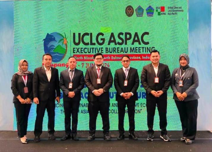 Delegasi Pemerintah Kabupaten Musi Banyuasin yang menghadiri The First Session of 2024 of Executive Bureau (EXBU) United Cities and Local Government Asia Pacifik (UCLG ASPAC), yang diselenggarakan pada tanggal 5-7 Juni 2024 di Paradise Hotel Likupang, Minahasa Utara, Sulawesi Utara. (Bekisar Media / Dinkominfo Muba)