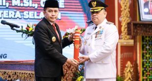 Kepala Biro Umum dan Perlengkapan Pemerintah Provinsi (Pemprov) Sumatera Selatan (Sumsel), Sandi Fahlevi, resmi dilantik menjadi Penjabat (Pj.) Bupati Kabupaten Musi Banyuasin (Muba) oleh Pj. Gubernur Sumsel, Dr. Agus Fatoni, hari Senin tanggal 22 April 2024 di Ruang Joglo Griya Agung Palembang. (Bekisar Media / Eka Sahputra)