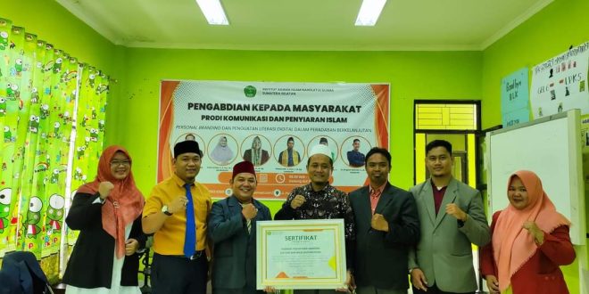 Program Studi (Prodi) Komunikasi Penyiaran Islam (KPI), Fakultas Dakwah, Institut Agama Islam (IAI) Nahdlatul Ulama (NU) Provinsi Sumatera Selatan (Sumsel) menggelar kegiatan Pengabdian Kepada Masyarakat (PKM) di Ponpes Sultan Mahmud Badaruddin, Palembang, 10 Agustus 2024. (Bekisar Media / Malik)