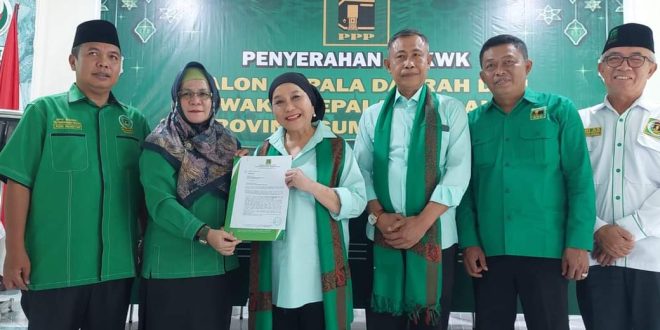 Hj. Lucianty dan H. Syaparuddin mendapatkan dukungan dari Partai Persatuan Pembangunan untuk maju sebagai Bupati dan Wakil Bupati Kabupaten Muba, hari Minggu tanggal 25 Agustus 2024. (Bekisar Media / Oyong Hairudin)