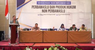 Ketua Badan Pengawas Pemilu (Bawaslu) Provinsi Sumatera Selatan (Sumsel), Kurniawan, membuka kegiatan Sosialisasi dan Implementasi Peraturan Bawaslu (Perbawaslu) dan Produk Hukum Non Bawaslu di The Alts Hotel Palembang, hari Minggu malam, tanggal 18 Agustus 2024. (Bekisar Media / Zainal)