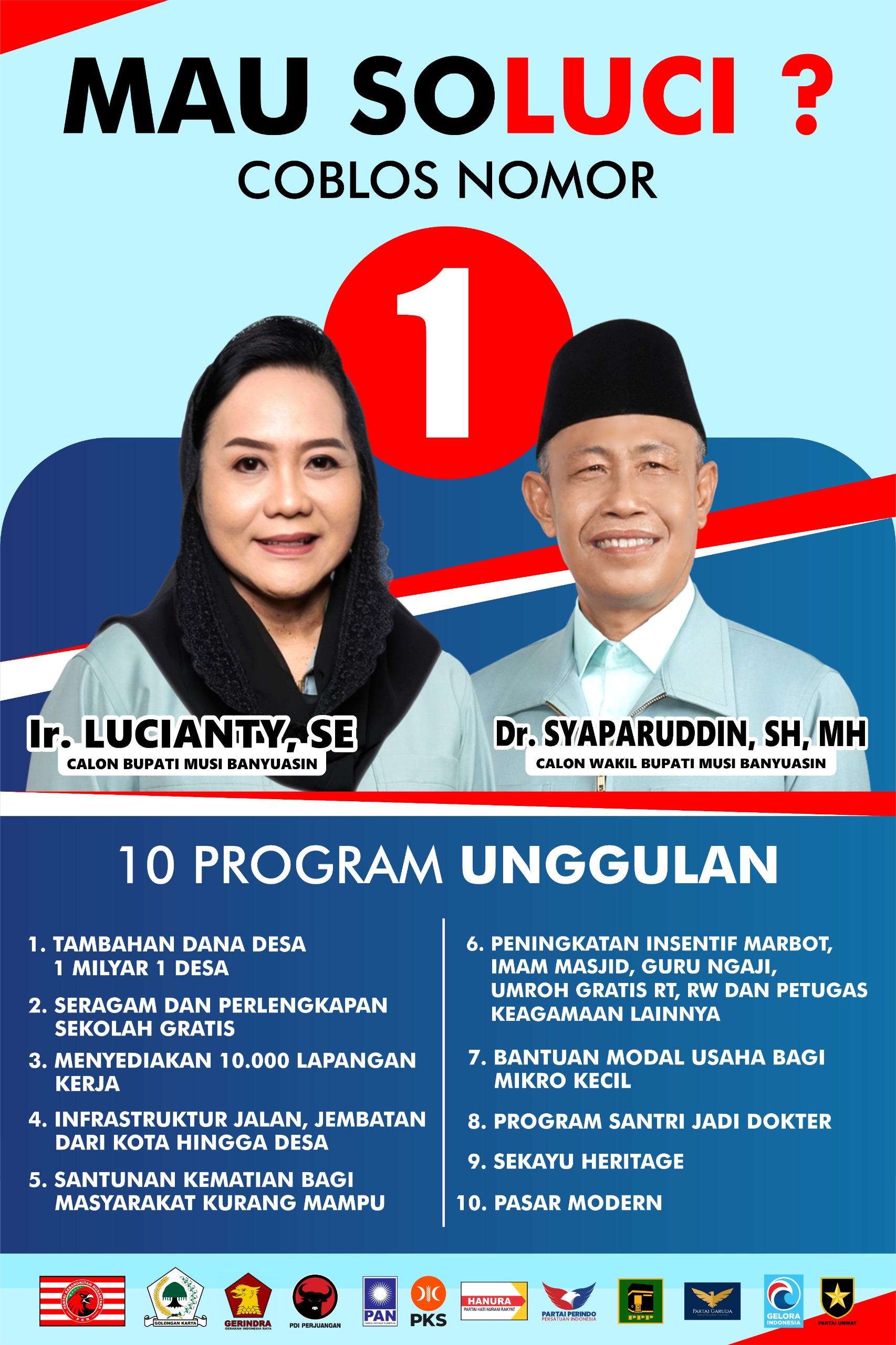Hj. Lucianty dan H. Syaparuddin, Calon Bupati dan Calon Wakil Bupati Kabupaten Musi Banyuasin
