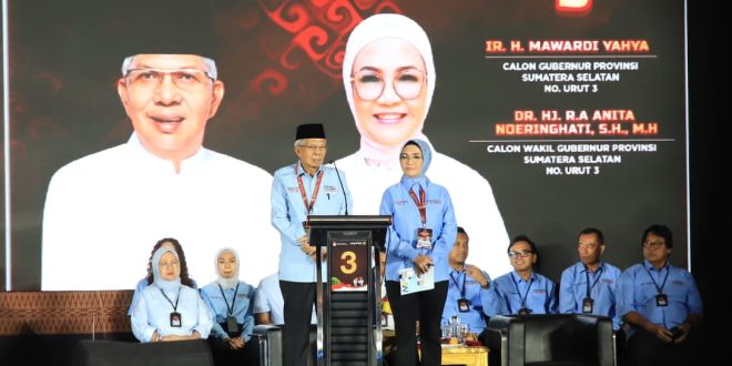 Pasangan Calon (Paslon) Gubernur dan Wakil Gubernur Provinsi Sumatera Selatan (Sumsel) Nomor Urut 03, Mawardi Yahya dan R.A. Anita Noeringhati. (foto : dok. pribadi Tim Media MATAHATI)