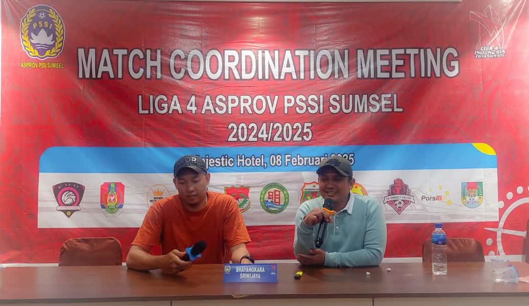 Panitia Match Coordination Meeting Liga 4 Indonesia Zona Sumatera Selatan yang digelar di Hotel Majestic, Palembang, pada hari Sabtu, tanggal 8 Februari 2025, oleh Asosiasi Provinsi Persatuan Sepak Bola Seluruh Indonesia Provinsi Sumatera Selatan. (BEKISARMEDIA/TRI RICKI)