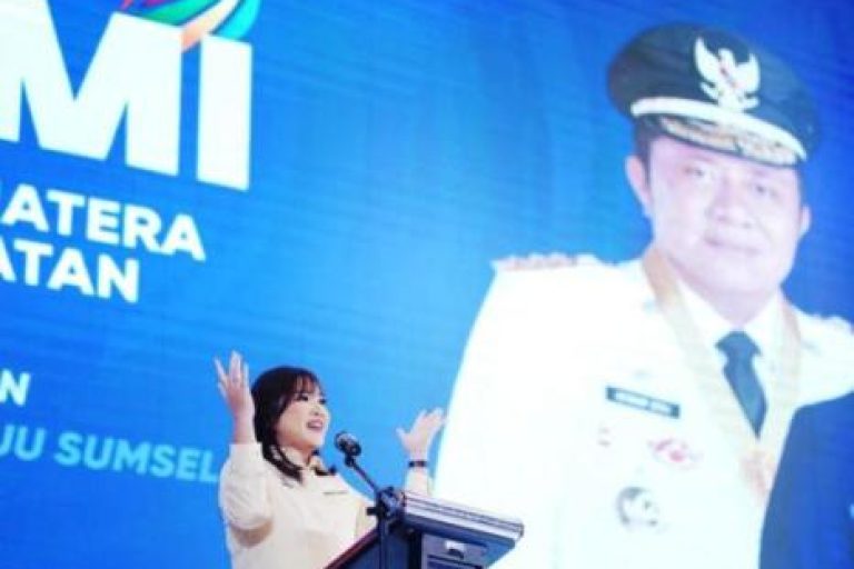 Ketua Umum (Ketum) KORMI Sumsel, Samantha Tivani, saat Rapat Kerja Provinsi (Rakerprov) Tahun 2025, pada hari Sabtu tanggal 10 Mei 2025 di Hotel The Zuri, Palembang. (BEKISARMEDIA.ID/SIKUMBANG)