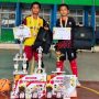 dua pemain muda binaan SSB Palembang Soccer Skills (PSS), yakni Muhammad Fadhil Alifudea (penjaga gawang) dan Muhammad Al Mundzir. (BEKISARMEDIA.ID/TRI)