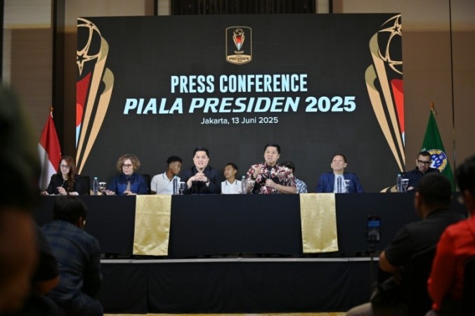 Ketua Umum PSSI, Erick Thohir, menggelar Konferensi Pers terkait Piala Presiden 2025 yang bakal digelar tanggal 6 Juli 2025 mendatang. (foto : PSSI.org)