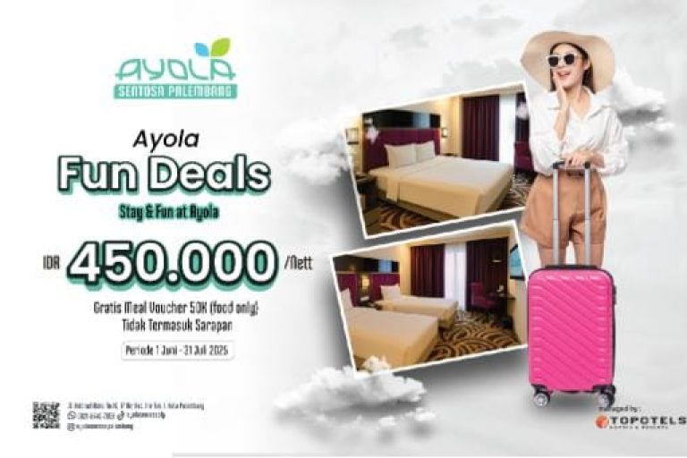 Ayola Sentosa Hotel Palembang dengan gembira meluncurkan promo kamar terbaru mereka, Ayola Fun Deals, yang dirancang khusus untuk memberikan pengalaman menginap yang menyenangkan dan terjangkau di jantung Kota Palembang. (BEKISARMEDIA.ID/PRO JURNALISMEDIA SIBER)