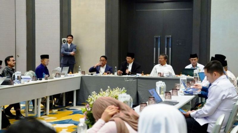 Menteri Agama (Menag) Republik Indonesia, Nasaruddin Umar, saat membuka Koordinasi Finalisasi Naskah Kurikulum Berbasis Cinta pada Perguruan Tinggi Keagamaan Islam, di Jakarta, pada hari Selasa, tanggal 12 Agustus 2025. (foto : kemenag.go.id)