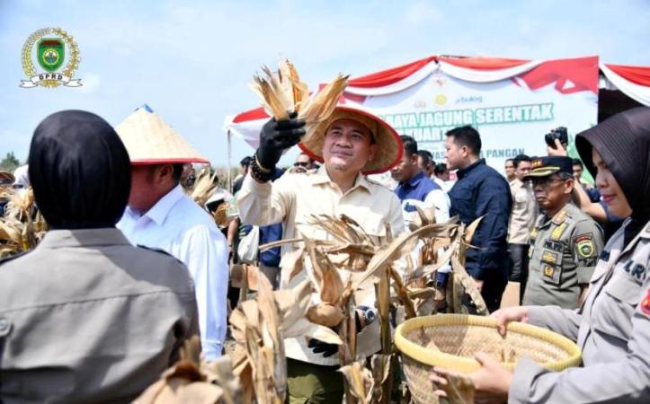 Ketua DPRD Sumsel, Andie Dinialdie, menghadiri acara Panen Raya Jagung Serentak Kuartal II Tahun 2025 digelar di Komplek Senai Indah, Kelurahan Indralaya Indah, Kecamatan Indralaya, Kabupaten Ogan Ilir, Provinsi Sumatera Selatan, hari Kamis, tanggal 5 Juni 2025. (BEKISARMEDIA.ID/SIKUMBANG)