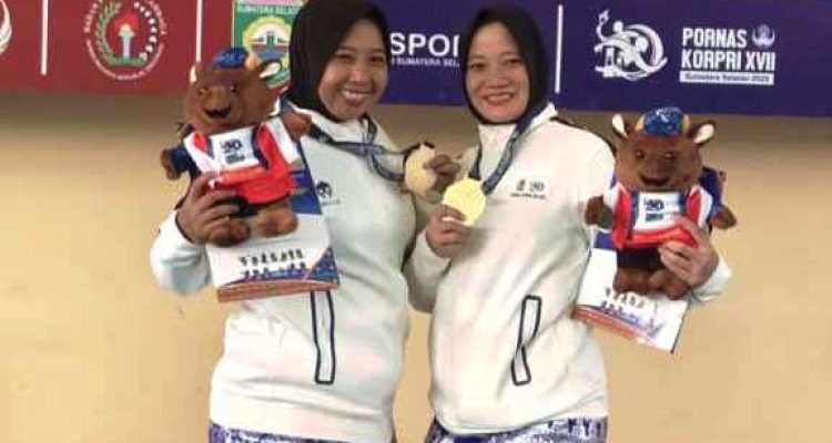 Atlet dari Kabupaten Musi Banyuasin yang memperkuat Provinsi Sumatera Selatan, berhasil mendapatkan medali pada pelaksanaan PORNAS KORPRI Tahun 2025 di Palembang. (BEKISARMEDIA.ID/SIKUMBANG)