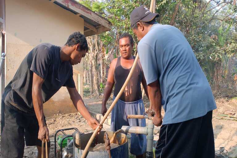 Pembangunan Sumur Bor untuk warga di Provinsi Aceh, dari Pemerintah Kabupaten Musi Banyuasin. (foto : Diskominfo Muba)