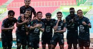 Pemain FC Bekasi City melakukan selebrasi setelah menciptakan gol ke gawang Sriwijaya FC, hari Senin, tanggal 16 Februari 2026. (foto : instagram FC Bekasi City)