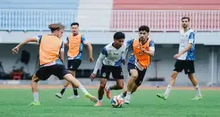 Pemain PSIM Yogyakarta di BRI Super League musim 2025/2026 sedang melakukan latihan. (BEKISARMEDIA.ID/TRY)